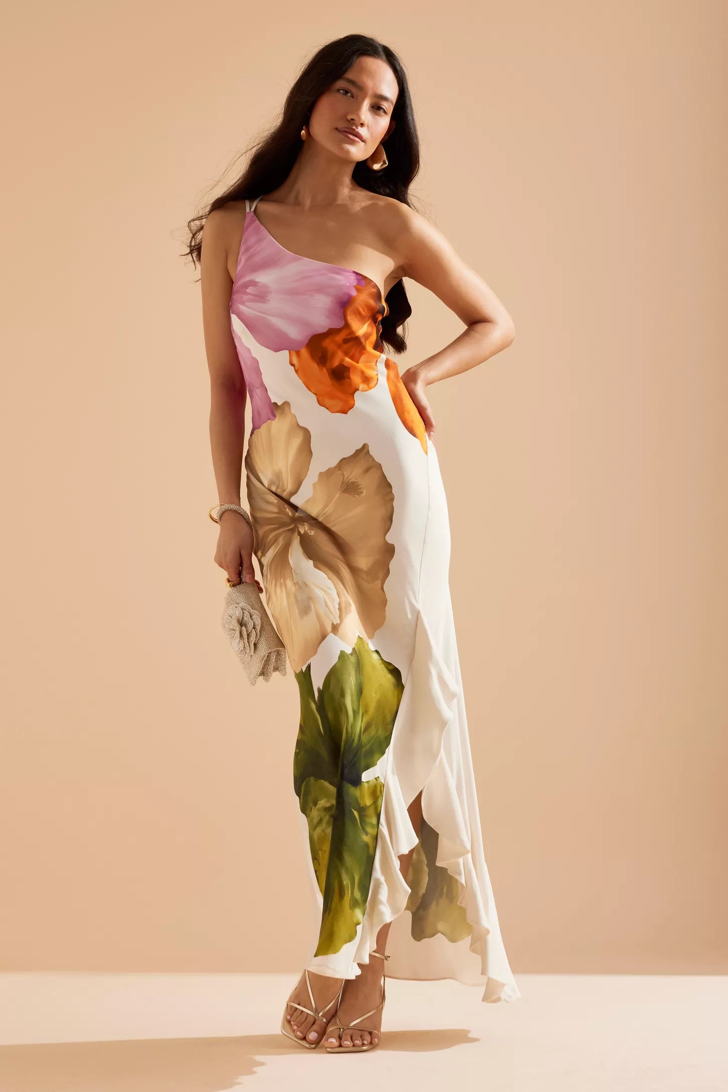 Lucina One Shoulder Maxi Slip Dress